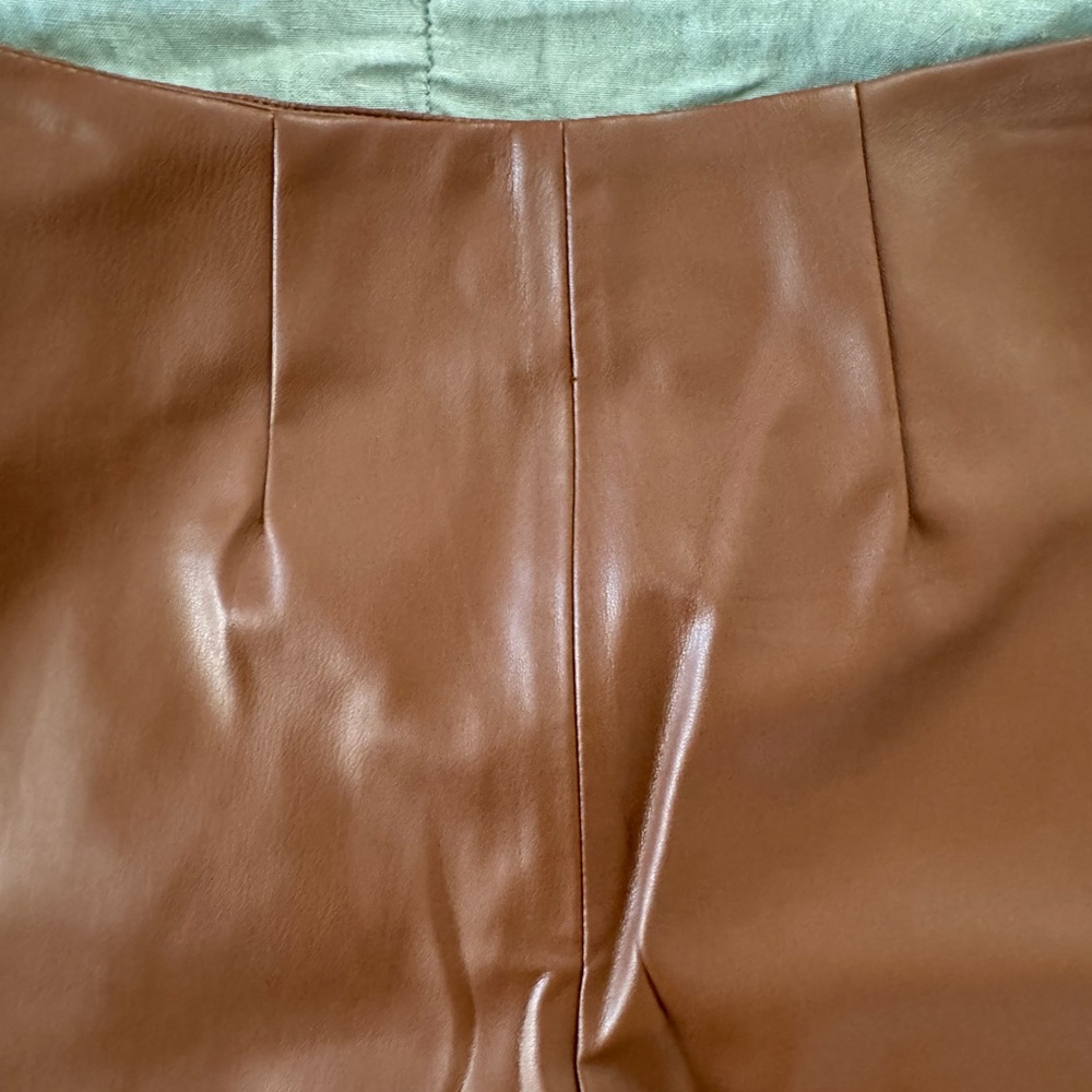 Zara Brown leather Shorts - Picture 14 of 16